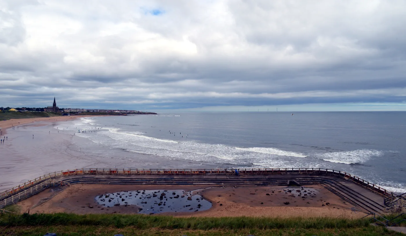 Tynemouth Outdoor Pool at the southern end of Longsands, filled with sand and boulders since the 1990s