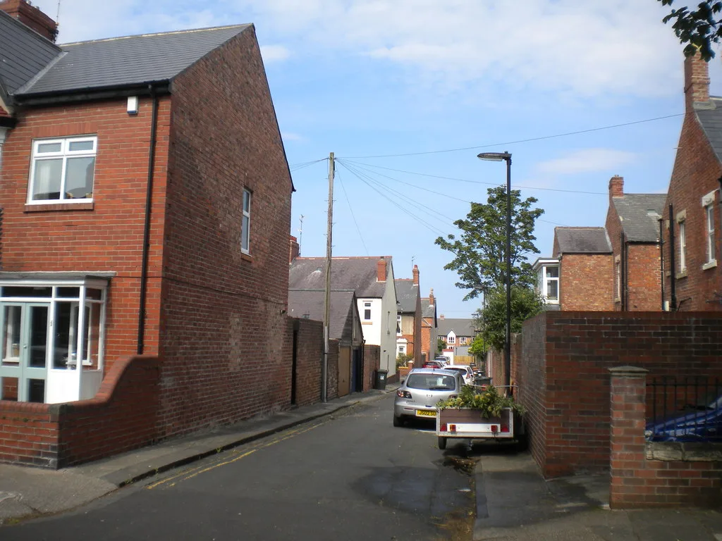 A back lane behind Eastbourne Gardens, Whitley Bay, where most of the town's bins go out