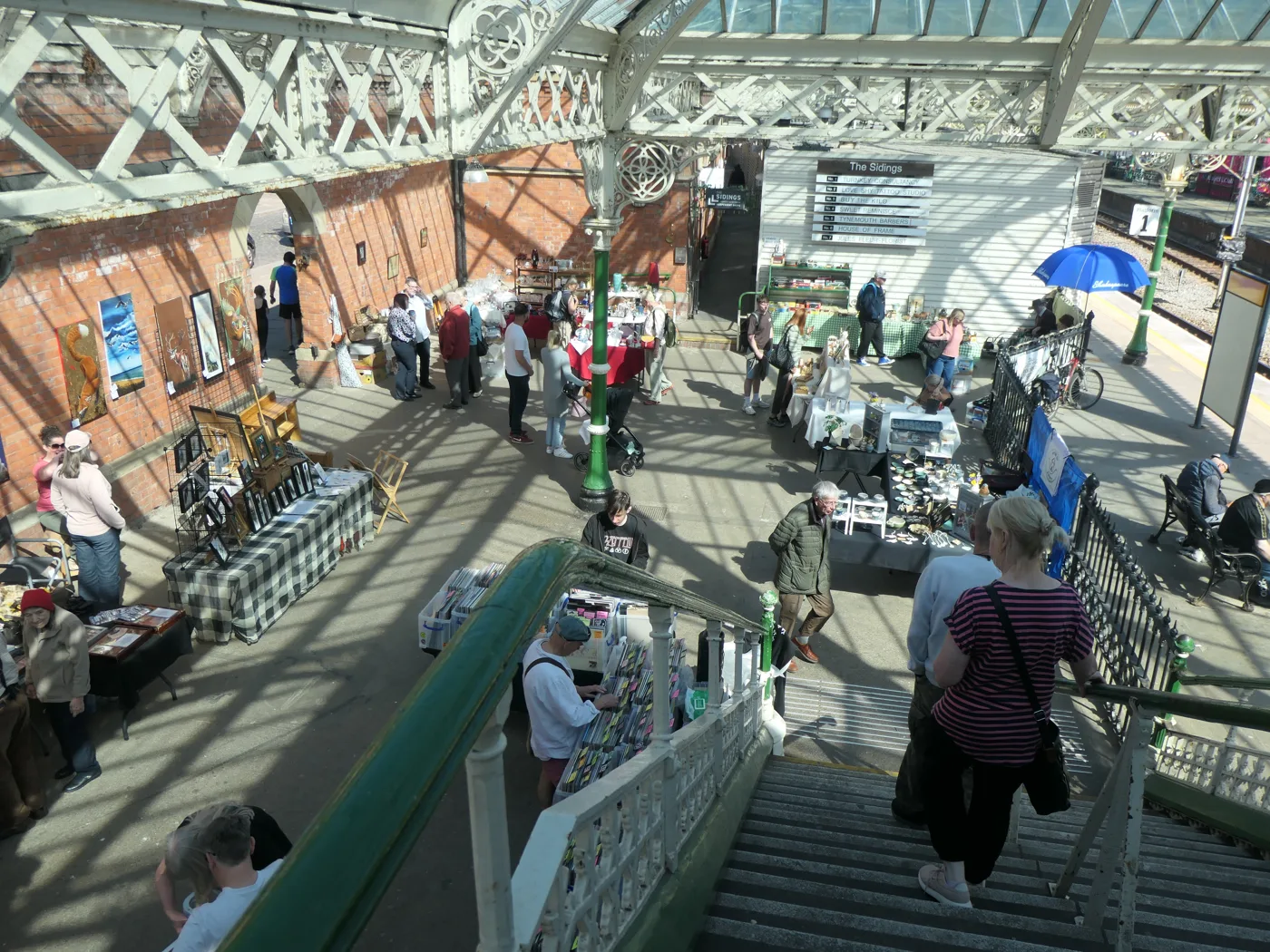 Stalls under the Victorian canopy at Tynemouth Station Market in May 2025. The market runs on Saturday and Sunday